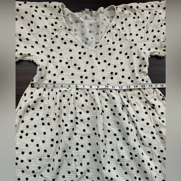 Madewell babydoll polka dot flutter sleeve cotton gauze mini tunic dress cream - Picture 5 of 11
